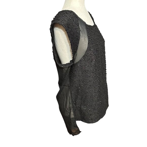 Maurices Shirt Women M NWT Black Shimmer Sheer Back High Low Hem Party New Years - Picture 4 of 11